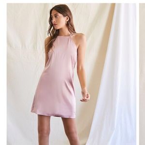 Women’s Halter Satin Shift Slip Dress Rose Pink new with tags